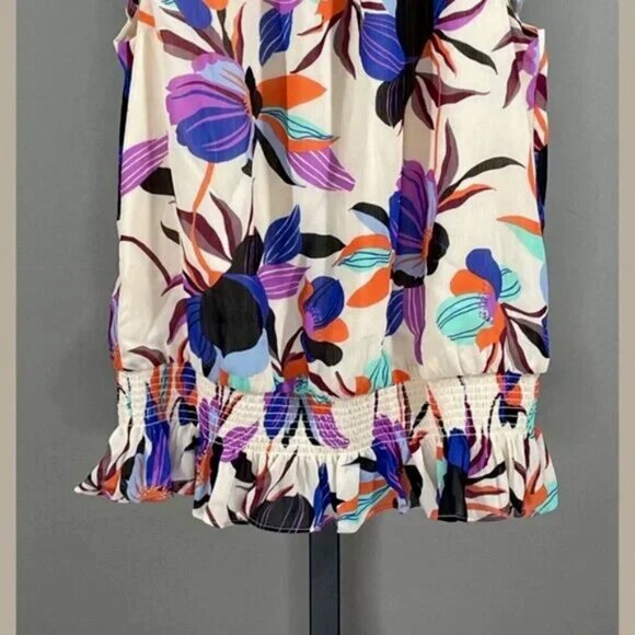 NEW J Crew Shirt Womens 2 purple floral blouse preppy colorful classic - Picture 3 of 11